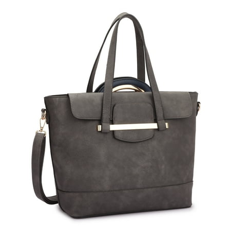 - Dasein 2-in-1 Faux Leather Mini Satchel Handbag Tote Bag