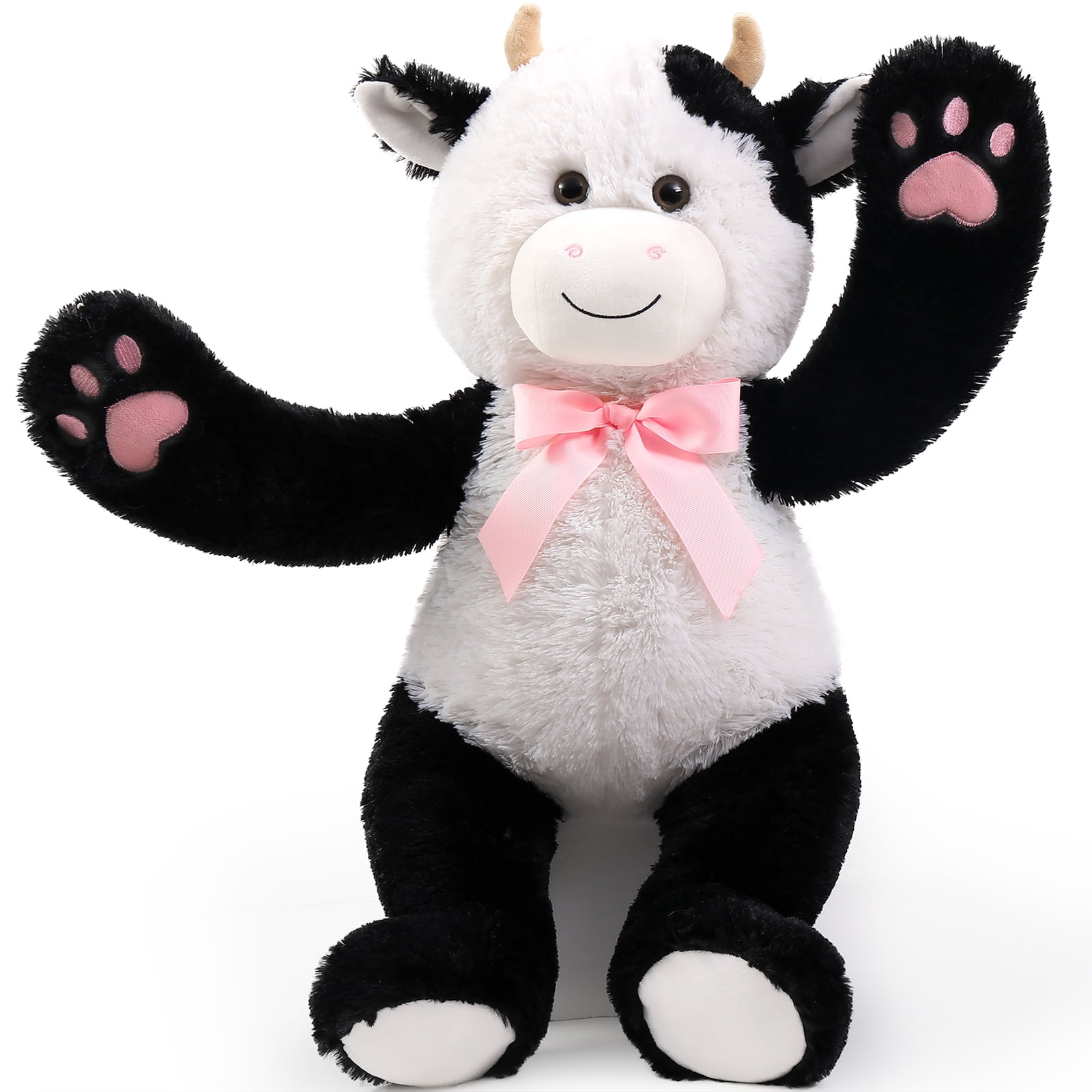 MaoGoLan 24'' Cute Dairy Cow Stuffed Animal Stuffed Dairy Cow With Bow Tie Dairy Cow Plush Toy