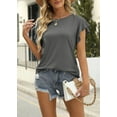 thumbnail image 4 of MOSHU Summer Blouses for Women Ruffle Sleeve Womens Tops Round Neck Casual Tshirts, 4 of 7