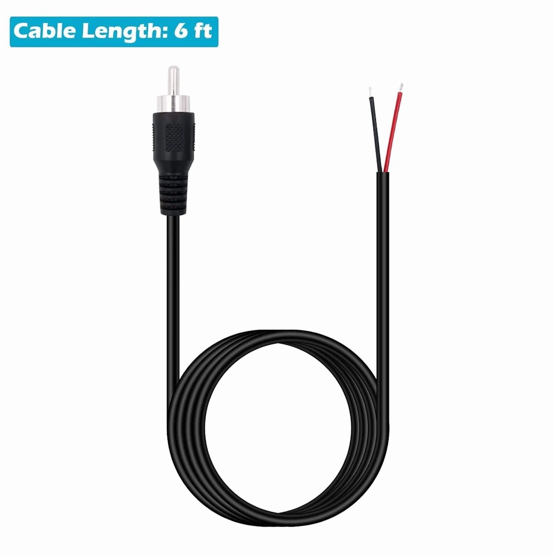 BUTTERFLY- 2 Pack 6 Ft Speaker Wire Rca Male Plug Jack Connector To Bare Wire Open