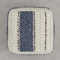 thumbnail image 6 of Simpli Home Grady 18 inch Wide Wool and Cotton Square Pouf Ottoman, Natural and Blue Stripe, 6 of 9