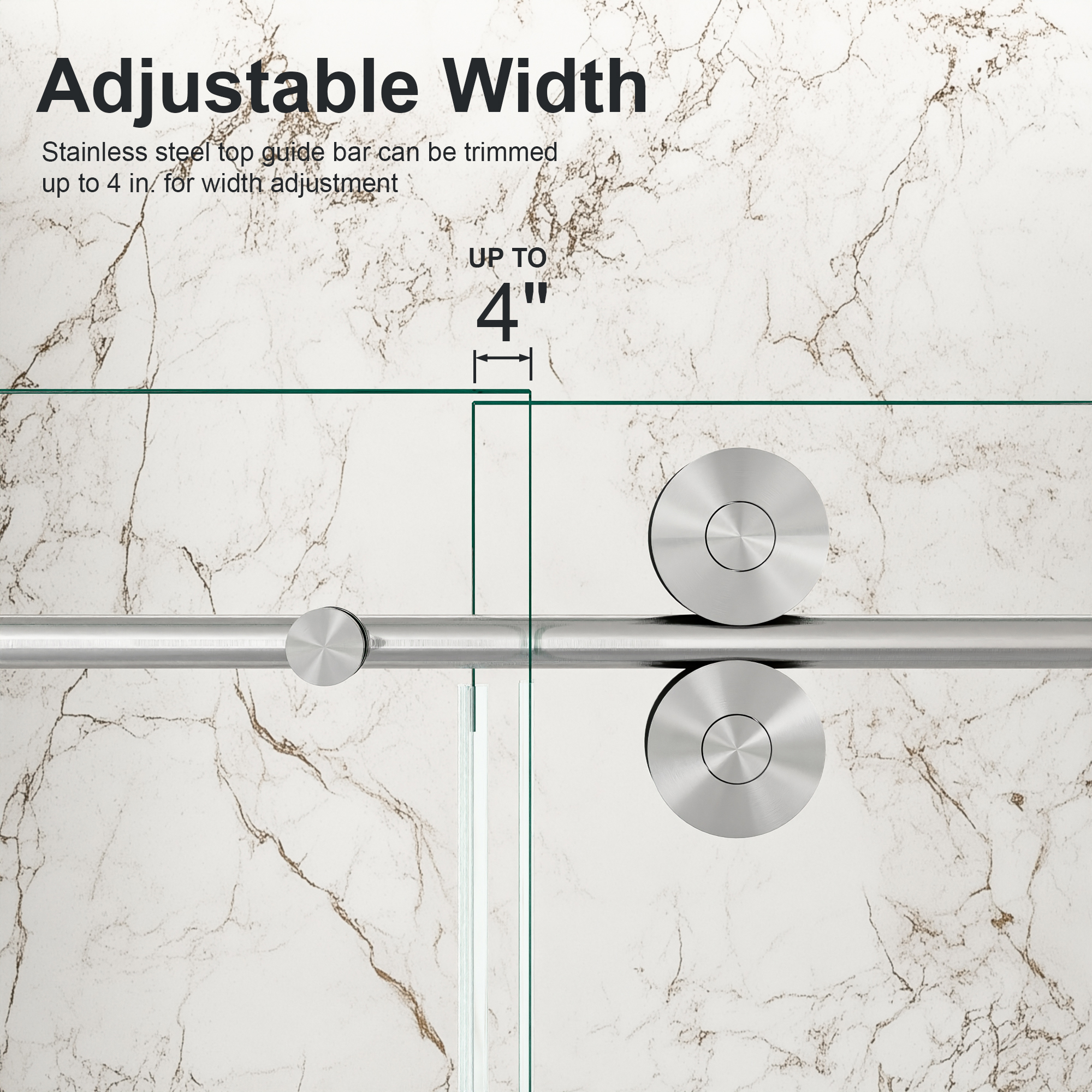 56"-60"W x 72"H Frameless Single Sliding Shower Door – 5/16" (8mm) Clear Tempered Glass,Brushed Nickel02