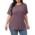 thumbnail image 4 of Vibrex Womens Plus Size Tops Crewneck Short Sleeve Shirts Casual Loose Tunic Tops Curved Hem Summer Blouses, 4 of 8