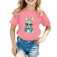 thumbnail image 3 of LRen Girls Easter Shirt Size 6 Cartoon Bunny Short Sleeve T Shirt Happy Easter Easter's Day Preppy Tops T Shirts for Boys and Girls, 3 of 4