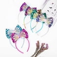 thumbnail image 4 of Diadema con lazo de escamas de pescado de estilo europeo y americano, de piel sintética con diseño de arcoíris, para festivales, fiestas de cumpleaños, joyería fina, 4 of 6