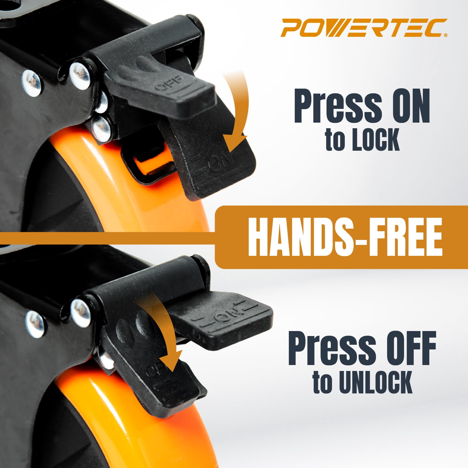 POWERTEC 6 inch Swivel Caster Wheels Set of 4 with Dual Locking Brake - 1390 lbs Loads Heavy Duty Industrial Grade - Ideal for Heavy Equipment, Automotive Workshop, Cart, Dolly and Workbench, 17216N