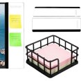 thumbnail image 1 of Shiyou-porte-Notes Adhésif pour Bureau, 1 PCS Porte-Notes Adhésif Noir avec 2 Pcs Tableau Mémo pour Moniteur d'Ordinateur pour Bureau, Distributeur de Notes Adhésif pour Bureau Accessoires de Bureau Message Dortoir, 1 of 4