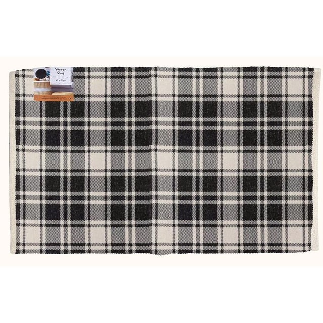 Alfombra Accent First Concept a cuadros en blanco y negro, 90 x 60 cm