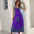 thumbnail image 5 of Classic Paisley Bandana, Purple And Green Dress Fashion Boho Beach Long Dresses Female Party Printed Maxi Dress, 5 of 9