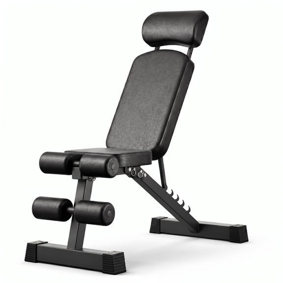 JaxShark Adjustable Weight Bench, 770 lb Capacity Foldable Bench with 6 Backrest Positions and Adjustable Headrest for Home Gym, Black