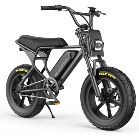 MACFOX M16 Mini Fat Tire Electric Bike for Teens, 750W Brushless Motor, 48V 10.4Ah Removable Battery, 20 MPH, 25 Mile Range, Wide 16x4 Tires, UL Certified (Black)