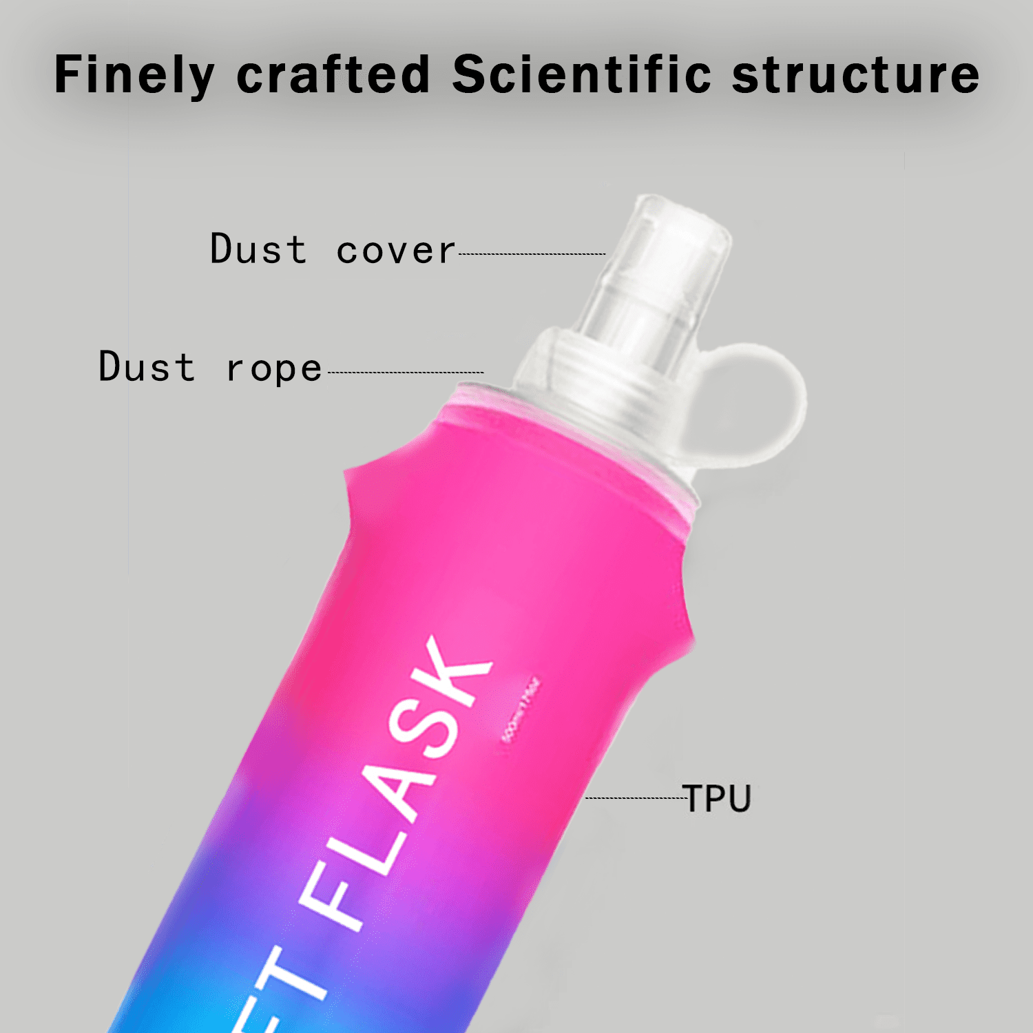 2- Pack Folding Soft Flask Portable Collapsible Running Lightweight Water Bottle for Outdoor Sports,Travel with Mouthpeice Cover - Ideal for Hiking Cycling Climbing (250ml/8.45oz, Pink Blue)