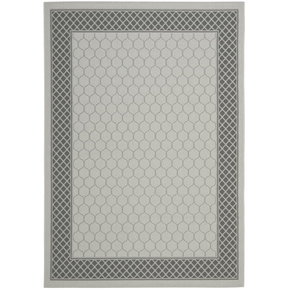 Safavieh Courtyard Noelle Bordered Indoor/Outdoor Area Rug, Light Gray/Anthracite, 5'3" x 7'7"