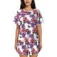 thumbnail image 1 of Fotbe Peonies Conjunto de Pijama Estampado para Mujer, 2 Piezas, Ropa de Dormir con Camiseta de Manga Corta y Shorts Suaves-Medium, 1 of 6