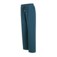 thumbnail image 4 of vigerkar Summer Pants for Women 2025 Cotton Linen Palazzo Pants Casual Lightweight Straight Leg Beach Trousers with Pockets Dark Green, S, 4 of 8