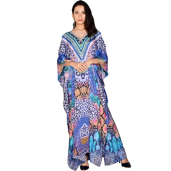 Rastogi Handicraft Long Kaftan Women's Designer Maxi Dress, Swimsuit Cover-ups, Beach Kaftan Digital Printed Design (RH-Big-Kaftan-Design-2)