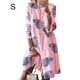 thumbnail image 1 of Vestido Mujer Vestido Estampado Vintage Manga 3/4 Paño De Cuello Redondo, Rosa Hoja, S tholdsy AP002219-33, 1 of 5