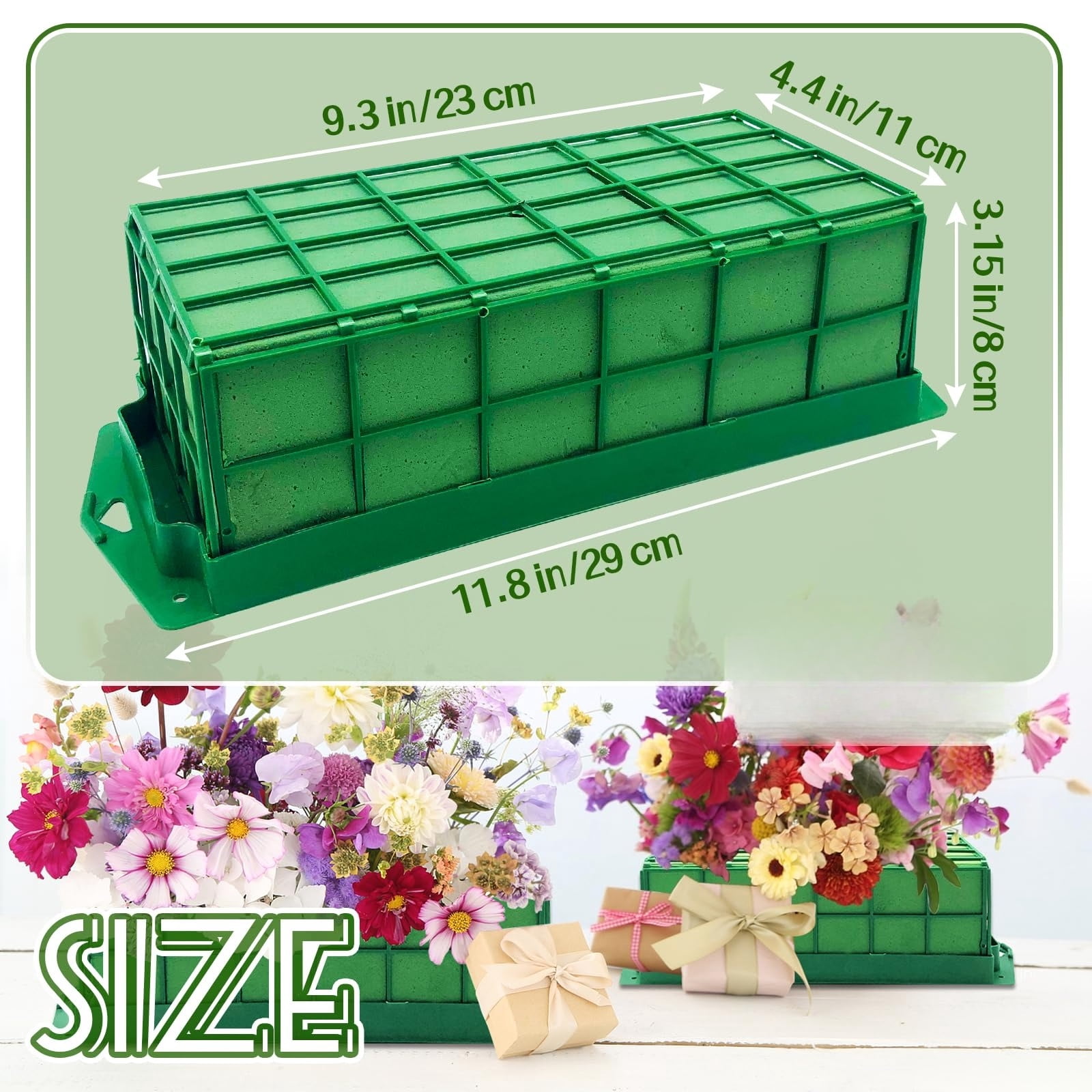 2 Pieces Floral Foam Cage, Flower Arrangements Supplies With Rectangle Holder, Bricks for Fresh Flower Wedding Holiday Decorations