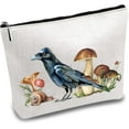 thumbnail image 1 of Bolsas de maquillaje con diseño de setas de pájaro para bolso, neceser multifunción con cremallera metálica, neceser de viaje de polialgodón, neceser grande de almacenamiento., 1 of 9