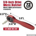 thumbnail image 2 of Destornillador Mini Ratchet CROM de 1/4 pulgadas con broca hexagonal de 72 dientes, 2 of 7