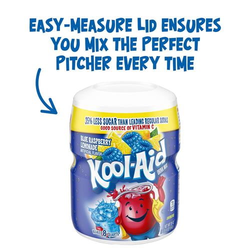 Kool-Aid Caffeine Free Blue Raspberry Lemonade Sweetened Powdered Drink Mix 1 Count 20 Oz Canister - Pack of 2