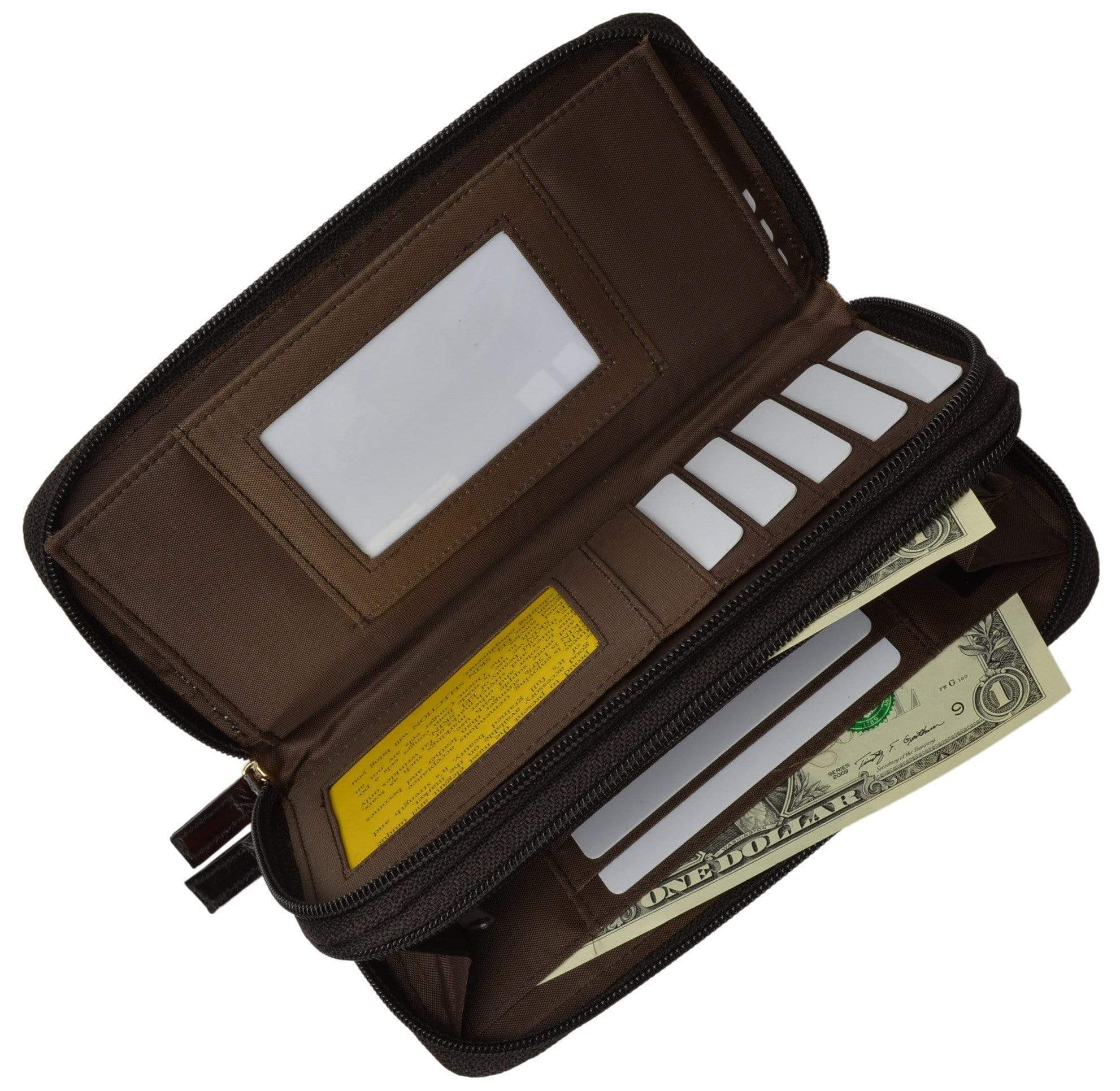 Eel Skin Unisex Double Zippered Checkbook Cover Wallet E 4575