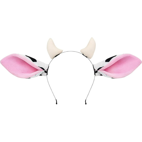 Cute Cow Ears Headband Animals Realistic Moveable Cow Ears Headbands, Halloween Christmas Costume for Washing Makeup Party