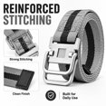 thumbnail image 4 of TRISJEM Men's Nylon Double D-Ring Belt, Adjustable No-Hole Canvas Web Belt for Jeans, Work, Travel and Outdoor Wear, Black, Blue, Gray or Olive, Waist 31"-43", 4 of 6