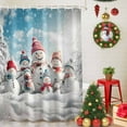 thumbnail image 5 of Shower Curtain 72"W x 84"L Winter Christmas Snowman Pine Trees Snowflake Fabric Shower Curtains Set with Hooks Water Repellent Bathroom Curtains Machine Washable Bathroom Accessories, 5 of 9