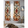 thumbnail image 5 of Burnt Orange Green Curtains 72 Inch Length, Sheer Curtains for Bedroom Living Room Window Vintage Abstract Flowers Rod Pocket Voile Drapes Kitchen Curtains Small Half Window 52"x72" 2 Panels, 5 of 6