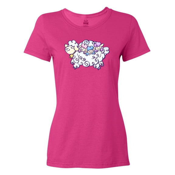 Inktastic Fluffy Sheep Family Women's T-Shirt
