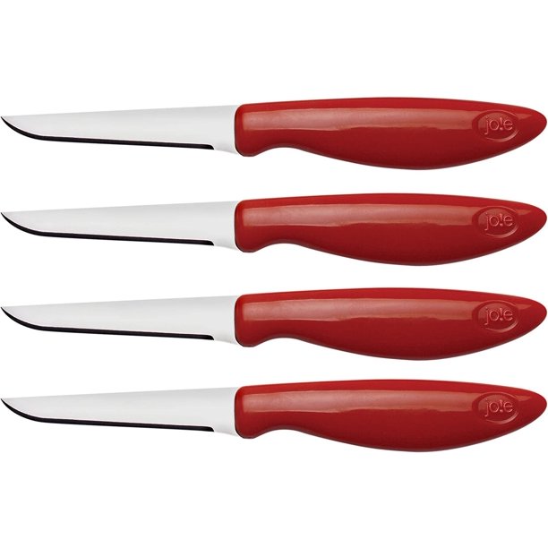 Joie Stainless Steel Blade Flexible Paring Knives 4 pack Red