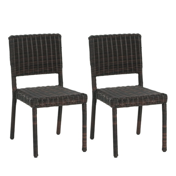 Christopher Knight Home Modern Patio Wicker Dining Chairs, Brown, Set of 2