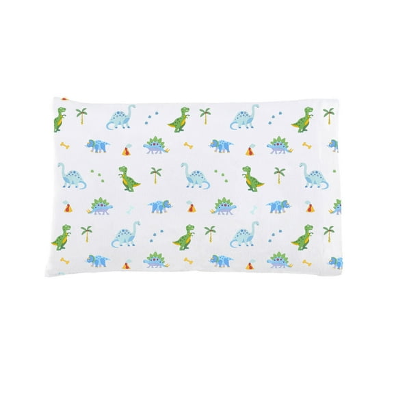Wildkin Kids 100% Cotton Flannel Toddler Pillowcase for Boys and Girls - 19 x 13.5 Inches (Dinosaur Land Blue)