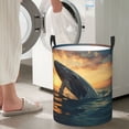 thumbnail image 4 of Lsque Sunset Ocean Whale pattern Laundry Hamper Basket, Tall Woven Rope Hamper Basket for Clothes, Lightweight Storage Basket, Collapsible Waterproof-Medium, 4 of 8