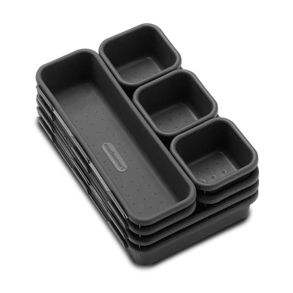 Madesmart 59601 Interlocking Drawer Organizer Storage Bins - Granite