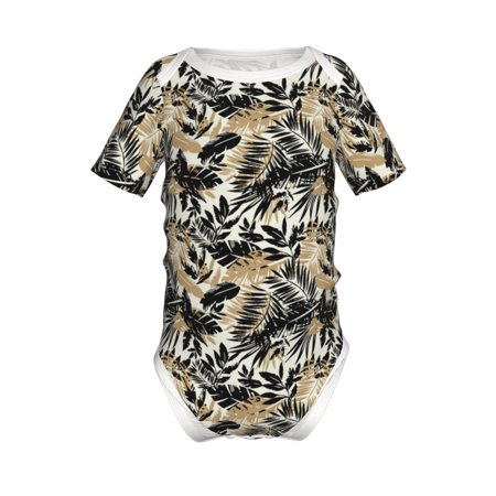 

Coaee Black Palm Leaves for Soft Baby Short-Sleeve Bodysuit Baby Climbing Clothes Baby Girls Boys Bodysuit Romper-2 Years