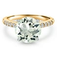 thumbnail image 3 of Gem Stone King 10K Two Tone Gold Green Prasiolite and Lab Grown Diamond Engagement Ring for Women | 3.27 Cttw | Round 10MM | Gemstone Birthstone | Size 7, 3 of 6