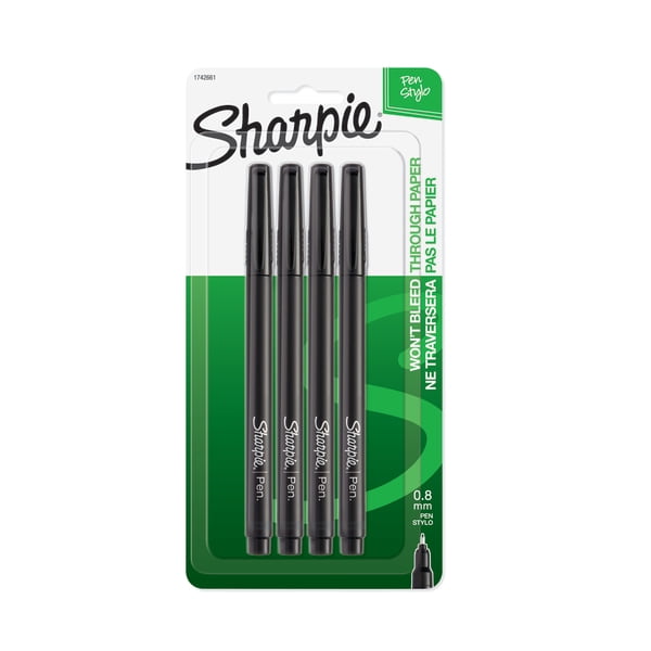Sharpie® FinePoint Pens, Fine Point, 0.8 mm, Black Barrels, Black Ink