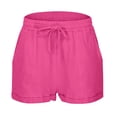 thumbnail image 6 of YMNXA Women's Summer Shorts Drawstring Elastic Waist Solid Color Wide Leg Comfortable Breathable Shorts With Pockets For Casual Daily Wear,Hot Pink,Xxl, 6 of 8