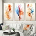 thumbnail image 1 of Designart "Modern Floral Watercolor in Orange Hues" Abstract Liquid Ink Framed Wall Art Set Of 3 - Orange Modern Frame Canvas Set For Living Room Decor, 1 of 6