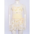 thumbnail image 3 of Haitryli Kids Girls Adjustable Strap Floral Printed Gymnastics Leotard Ballet Dance Unitard Biketard with Mesh Skirt Set Yellow Leotard&Skirt 9-10, 3 of 7
