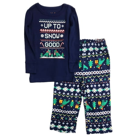 

Infant Boys Blue Lightweight Up To Snow Good Christmas Holiday Pajamas 3T