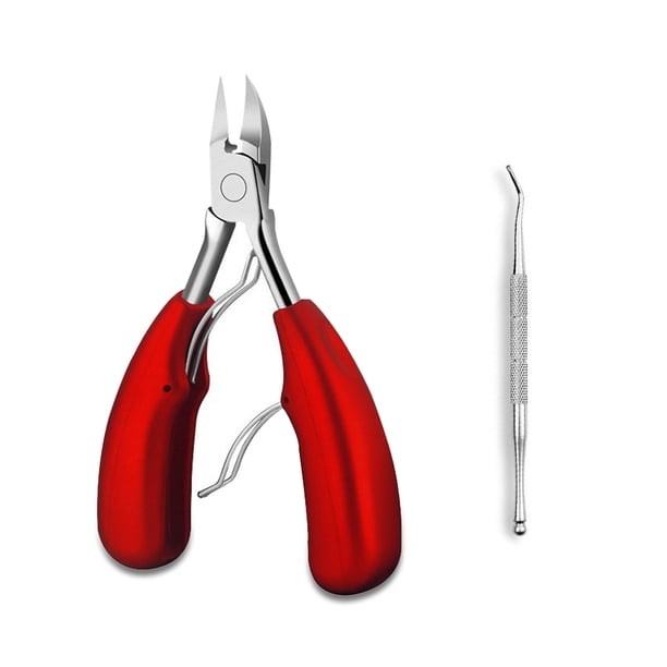 Jumpingount Alicates para uñas, removedor de piel muerta, alicates para pedicura y cutículas de uñas, tijeras de corte de acero inoxidable Juegos de manicura Rojo