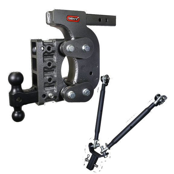 GEN-Y GH-1414 The BOSS TORSION-FLEX Adjustable 12.5" Drop Hitch with GH-051 Dual-Ball, GH-0100 Stabilizer Kit for 2" Receiver - 16,000 LB Towing Capacity - 1,700 LB Tongue Weight