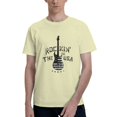 thumbnail image 3 of Men Vintage Rock Guitar USA Flag Graphic T-Shirt, "Rockin' In The USA" Crew Neck Poly Cotton Short Sleeve Patriotic Music Tee, 3 of 8