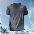 thumbnail image 2 of Bainana Men'S Silk T-Shirts Solid Color Short Sleeve Crew Neck Tops Breathable Male Summer Workout Shirts Grey Size L, 2 of 6