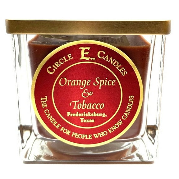 Circle E Candles, Orange Spice and Tobacco Scent, Small Size Jar Candle, 8oz, 1 Wick