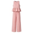 thumbnail image 4 of Women’s Pants Set for Casual Weekend Wear Sleeveless Top and Straight Leg Pants Modern Two Piece Ensemble Plaid Red S, 4 of 6