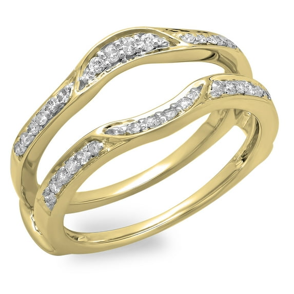 Dazzlingrock Collection 0.25 Carat (ctw) 18K Round Diamond Wedding Band Enhancer Double Guard Ring 1/4 CT, Yellow Gold, Size 8.5